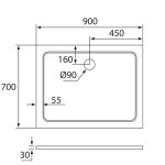 H K - THOR Sprchová vanička z liateho mramoru, obdĺžnik, 90x70x3 cm SE-THOR-9070