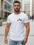 Pánske bavlnené tričko s minimalistickou potlačou biele FashionStreet NX5086R M