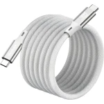 YENKEE YCU 05WH MAGNETIC biela / Magnetický kábel USB-C/USB-C / 240 W / 20 Gb/s / 1,5 m / 4K 60Hz