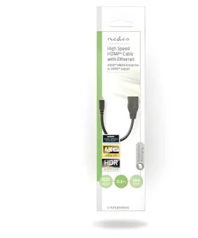 Nedis Micro HDMI 0,2 m čierna / Kábel HDMI / Micro HDMI - HDMI / 4K 30Hz / 10,2 Gbps / Ethernet (CVGP34790BK02)