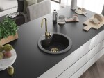 MEXEN/S MEXEN/S - Diego granitový drez 1 488 x 480 mm, čierna kropenatá, + zlatý sifón 6512481000-76-G
