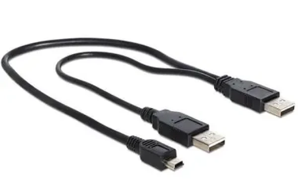 DeLock kábel 2 x USB 2.0-A male/USB mini 5-pin, 30cm (83178)