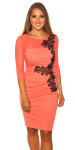 Sexy KouCla shift dress with mesh and embroidery salmon 10