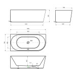 AQUALINE - TIBERA L rohová stojaca vaňa 140x70cm, biela E1066