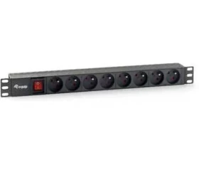 Equip 19" čierna / Zásuvková lišta / 1U / 8x zásuvka / spínač / 16 A (333285)