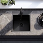 REA - Oceľový drez Leo 40 Black s kuchynskou batériou KPL-96002