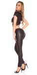 Sexy KouCla Skinny Letherlook Pants with Zipp black