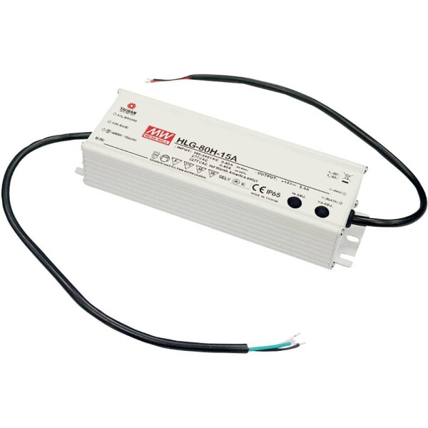 MEAN WELL HLG-80H-12B LED driver, napájací zdroj pre LED konštantné napätie, konštantný prúd 60 W 5 A 7.2 - 12 V/DC stmievateľný, PFC spínacie obvod, ochrana; HLG-80H-12B