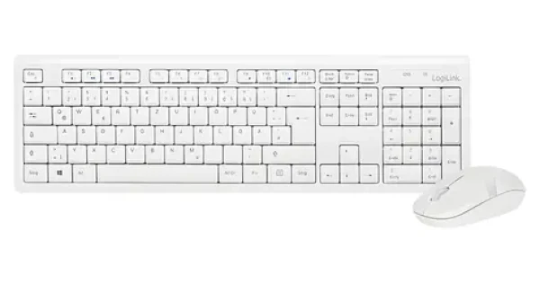 LogiLink Sada klávesnice a myši biela / Bezdrôtová sada klávesnice a myši / Nemecká klávesnica / 2.4 GHz / 1000 DPI (ID0104W)