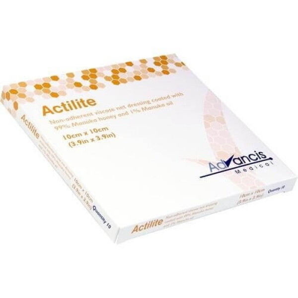 ACTILITE Krytie na rany antimikrobiálne s medom 10 x 10 cm 10 ks