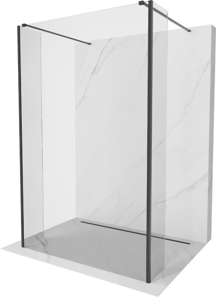 MEXEN/S - Kioto Sprchová zástena WALK-IN voľne stojaca 110 x 30 x 30, transparent, čierna 800-110-030-222-70-00-030