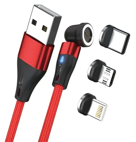 RealPower Magnetic 3A červená / Magnetický nabíjací kábel / USB-A / 2 m / 6 adaptérov (439644)