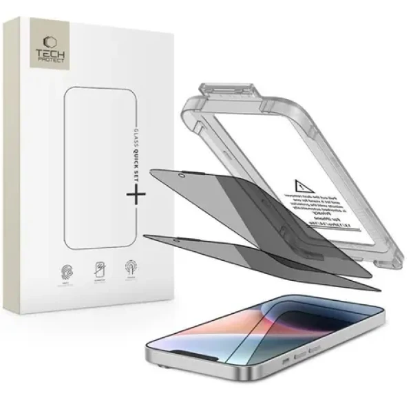 Tech-Protect Quick Set Spy+ pre Apple iPhone 13/13 Pro/14/16e/17e / Ochranné sklo / Privacy filter / 2 ks