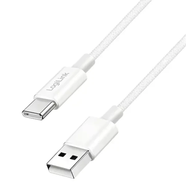 LogiLink USB-A - USB-C biela / Nylonový kábel / USB 2.0 / 60 W / 1,5 m (CU0322)