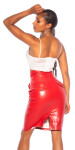 Sexy Koucla high waist faux leather skirt red S