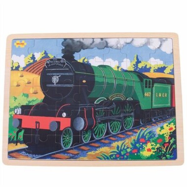 Bigjigs Toys Drevené puzzle historický vlak Flying Scotsman