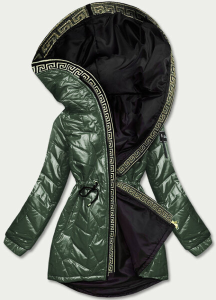 Zelená dámská bunda ozdobným prošíváním (BR8101-10) Barva: odcienie zieleni, Velikost: