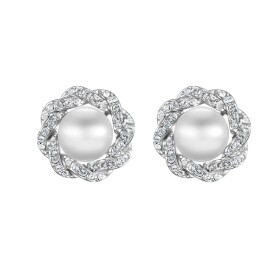 CRYSTalp Luxusné náušnice s kryštálmi a perlou Rich pearl 42310.R