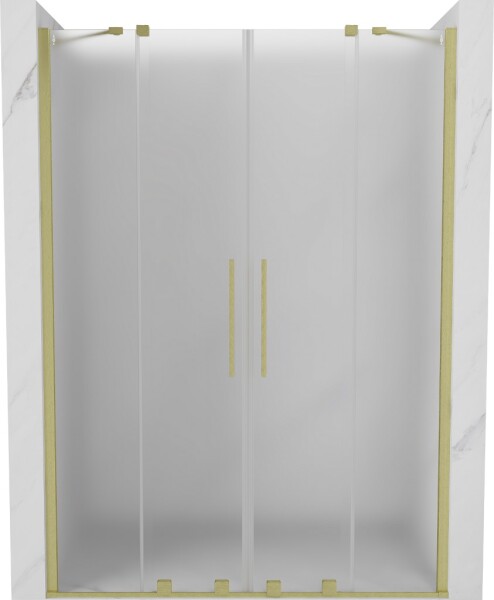MEXEN/S - Velar Duo posuvné sprchové dvere 150, dekor, zlatá kartáčovaná 871-150-000-32-55