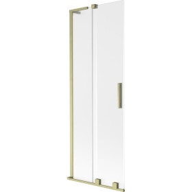 MEXEN/S - Velar L dvojkrídlová posuvná vaňová zástena 75 x 150, dekor, zlatá kartáčovaná 896-075-003-31-55