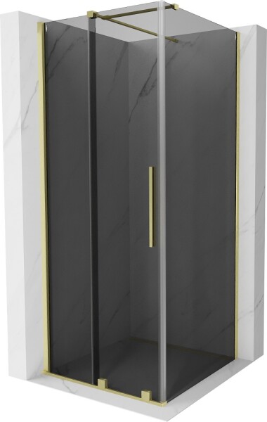 MEXEN/S - Velár sprchovací kút, posuvné dvere 110 x 110, grafit, zlato kartáčovaná 871-110-110-41-55