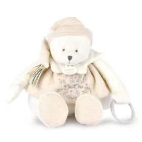 Doudou Darčeková sada Plyšový ľadový medvedík s krúžkom 30 cm béžový