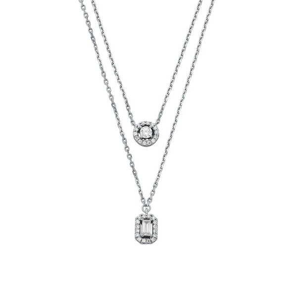 Michael Kors Slušivý dvojitý strieborný náhrdelník Brilliance MKC1745CZ040