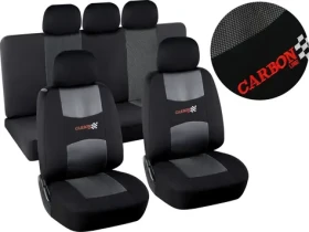 Compass CARBON DARK Poťahy sedadiel sada 9 ks čierne / Autopoťahy / Bočný airbag / Univerzálny