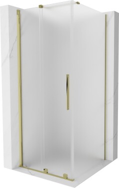 MEXEN/S - Velár sprchovací kút, posuvné dvere 110 x 110, dekor, zlato 871-110-110-31-50