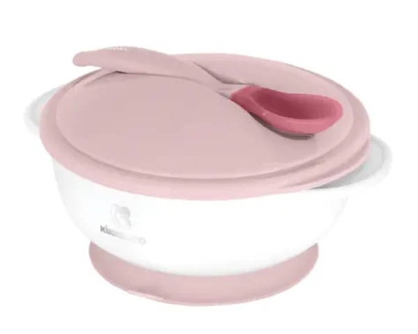 KikkaBoo Miska s prísavkou, viečkom a lyžičkou s tepelným senzorom Pink / Vhodné pre deti od 4 mesiacov (31302040076KB)