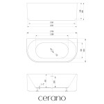 CERANO - Vaňa akrylátová Aira - voľne stojaca - nástenná - biela lesklá - 170x80x58 CER-665980