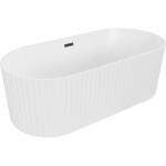 MEXEN/S - Paola voľne stojaca vaňa reliéf 170 x 80, biela mat, sifón a prepad čierna 52721708001-70