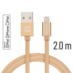 SWISSTEN TEXTILE dátový kábel USB - Lightning MFi 2m zlatá (71524304)