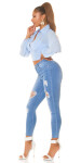 Sexy Highwaist Skinny Jeans "perfect blue" ripped denimblue 44