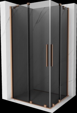 MEXEN/S - Velar Duo sprchovací kút, posuvné dvere 100 x 90, grafit, meď kartáčovaná 871-100-090-42-65
