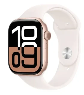 Apple Watch Series 10 GPS+Cellular 46mm Ružovo zlaté hliníkové telo - Svetlo rumenný športový remienok (M/L) / 160-210 mm (MWY73QC/A)