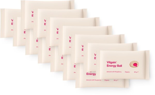 Vilgain Energy Ball BIO – 14× mandle s malinovým džemom 30 g