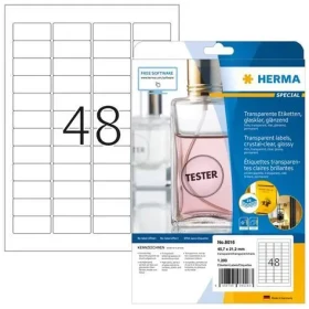Herma etikety A4 45,7x21,2 mm transparentné / Etikety / Fólie lesklá / Vodeodolné / 1200 ks (8016)
