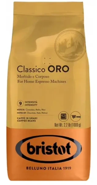 Bristot Classico Oro 1 kg / Zrnková káva / intenzita 9/10 / stredne pražená