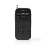 Nedis FM rádio / Prenosné Prevedenie / AM / FM / Napájanie z batérie / Analógový / 1.5 W / Čierno-biely displej (RDFM1110SI)