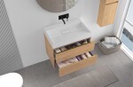 CERANO - Kúpeľňová skrinka Velora - dub medový, úchytka zlatá + umývadlo z lit. mramoru Vita - biela matná - 70x63x46,5 CER-8050BD84060