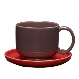 Hübsch Šálka s podšálkou Amare Burgundy/Red 200 ml