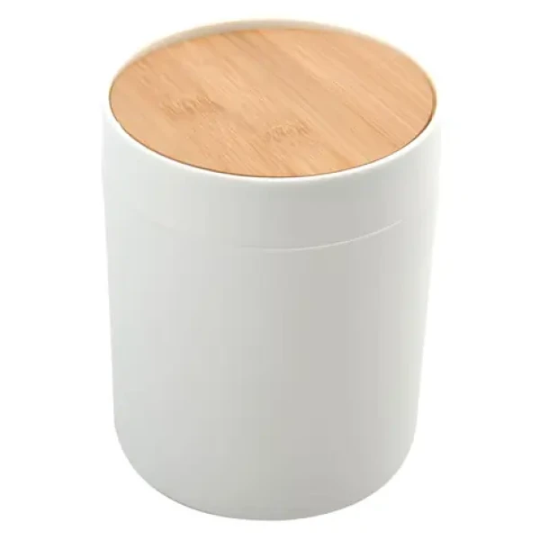 Spirella ALAIS výklopný kôš 2.5 L biely/plast/s bambusovým vekom (7610583225757)