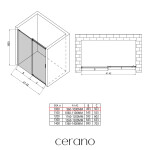 CERANO - Sprchové posuvné dvere Santoro Ľ/P - 6 mm - chróm, transparentné sklo - 100x195 CER-424927
