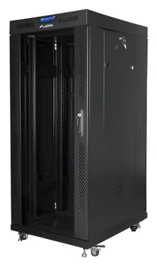 Lanberg FF01-8037-12BL čierna / Stojanový rozvádzač / 19" / 37U / 800x1000 mm / Sklenené dvere / LCD displej (FF01-8037-12BL)