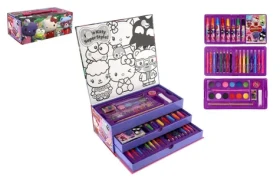 Hello Kitty Kreatívny box na maľovanie v kufríku / Kreatívna sada / 3poschodový / od 3 rokov