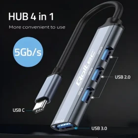 USB-C hub adaptér 4v1 / USB hub / USB 3.1 / 1x USB 3.0 / 3x USB 2.0 (53792)