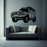 Veselá Stena Samolepka Auto Land Rover Defender Farba: ružová, Veľkosť: 40 x 35 cm