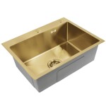 REA - Oceľový drez Liam BRUSH GOLD s kuchynskou batériou KPL-96007