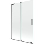 MEXEN/S - Velar L dvojkrídlová posuvná vaňová zástena 120 x 150, transparent, grafit kartáčovaná 896-120-003-01-66